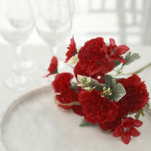 Artificial Red Silk 14 Inch Carnation Flower Bouquet 3 Pack