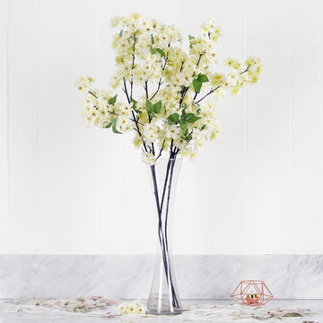 Cream Artificial Silk Cherry Blossom Flowers for Stunning Event Decor