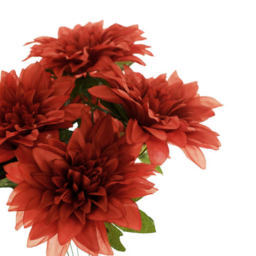Terracotta Artificial Silk Dahlia Flower Spray Bushes: Perfect for Any Occasion
