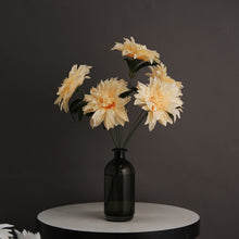 Set Of 2 Bushes 20 Inch Cream Large Head Artificial Silk Dahlia Flower Bouquet