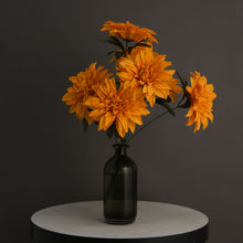 Set Of 2 Bushes 20 Inch Orange Artificial Silk Dahlia Flower Bouquet