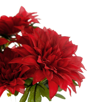 Enhance Your Home Decor with Red Artificial Silk Dahlia Flower Spray Bushes