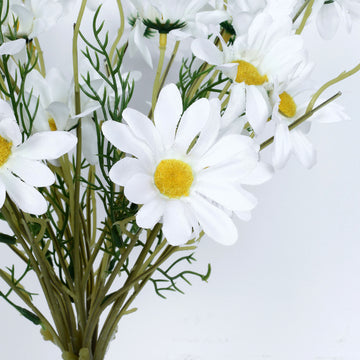 Bring Beauty and Elegance to Your Event Decor with White Artificial Silk Daisy Flower Stem Bouquet Branches