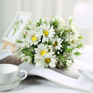 Cream Real Touch Daisy Flower Bouquet for Event and Wedding Decor