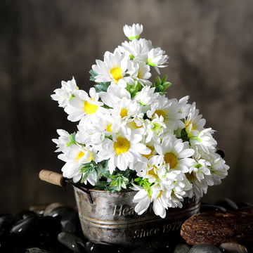 Bring Nature's Beauty to Your Home or Event with White Decorative Silk Daisy Bouquet