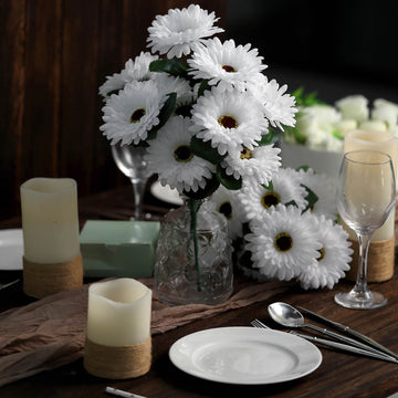 Create a Magical Atmosphere with White Artificial Silk Gerbera Daisy Flower Bouquets