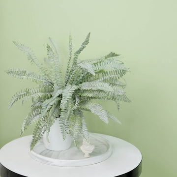 Experience the Beauty of Indoor Greenery with the Frosted Green Artificial Boston Fern Leaf Plant