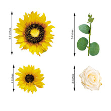 40 Pcs Silk Flower Box With Rose Sunflower & Stem Mix