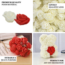 1 Inch Artificial Foam Rose Flowers With Stems Pack of 48 Red