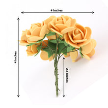 Pack Of 48 Gold Artificial Foam Roses With Stem For Crafts 