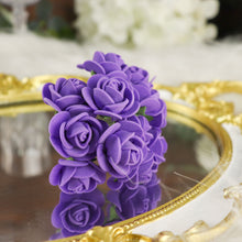 48 Purple Real Touch Foam Roses 1 Inch