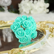 48 Turquoise Real Touch Foam Roses 1 Inch With Stems