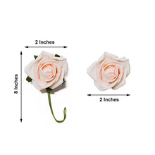 24 Roses Artificial Foam Flowers in Rose Gold Blush 2 Inches Flexible Stem and Leaves 