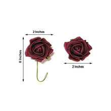 2 Inch Burgundy Foam with Flexible Stem and Leaves 24 Roses