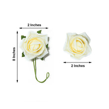 2 Inch Cream Artificial Foam Roses Flexible Stem Leaves 24 Roses