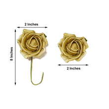Gold Foam Flowers with 2 Inch Flexible Stem and Leaves 24 Roses