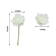 Flexible Stem and Leaves Artificial Foam Flowers in Ivory 2 Inch 24 Roses