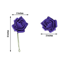 2 Inch Purple Foam Flowers with Flexible Stem and Leaves 24 Roses
