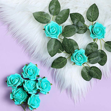 Create Unforgettable Moments with Our Turquoise Artificial Foam Flowers