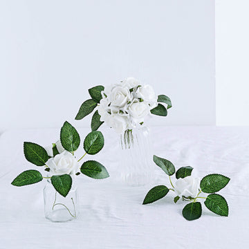 Elegant and Timeless: 24 White Artificial Foam Roses for Stunning Event Decor