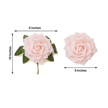 5 Inch Rose Gold Blush Artificial Foam Flowers Stem and Leaves Flexible 24 Roses