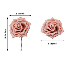 5 Inch Dusty Rose Foam Flowers with Flexible Stems and Leaves 24 Roses 