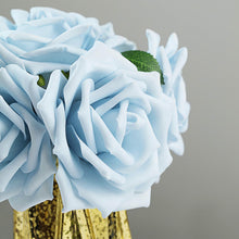 24 Roses | 5inch Dusty Blue Artificial Foam Flowers With Stem Wire and Leaves