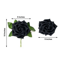 5 Inch Artificial Foam Flowers in Black with Adjustable Stem 24 Roses