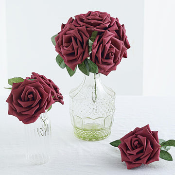 Burgundy Artificial Foam Flowers - Lifelike Beauty for Any Occasion