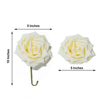 Artificial Foam Roses 24 Roses 5 Inch Cream Flexible Stems and Leaves