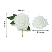Artificial Foam Flowers in 5 Inch Ivory with Flexible Stem and Leaves 24 Roses
