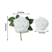 5 Inch White Flowers Made of Artificial Foam Flexible Stem and Leaves 24 Roses