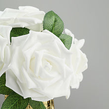 Artificial Foam Flowers in White 5 Inch with Flexible Stem and Leaves 24 Roses #whtbkgd
