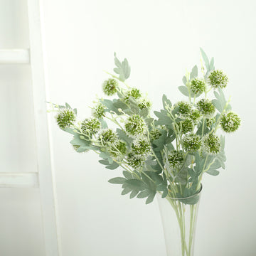 Green Artificial Globe Thistle Flower Spray for Stunning Floor Vase Decor