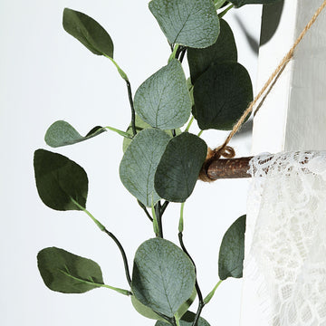 Create Unforgettable Wedding Decor with the Frosted Green Artificial Silk Eucalyptus Leaf Garland Vine 6.5ft