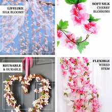 2 Pack Artificial Silk Cherry Blossom Garlands 7 Feet Blush Rose Gold