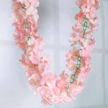 Silk Hanging Blush & Rose Gold Hydrangea Flower Garland Vine 7 Feet