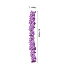 Floral backdrop décor: Purple silk flowers with green plastic chains, soft, silky, natural looking