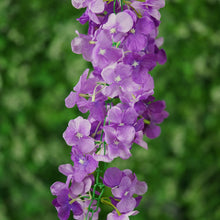 7 Feet Silk Hanging Hydrangea Purple Flower Garland Vine 4 Panels#whtbkgd 