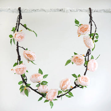 Blush Artificial Silk Peony Hanging Flower Garland for Stunning Wedding Decor