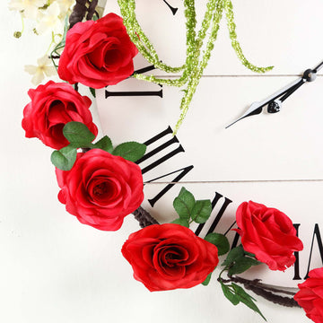 Create a Captivating Atmosphere with Red Artificial Silk Rose Hanging Flower Garland