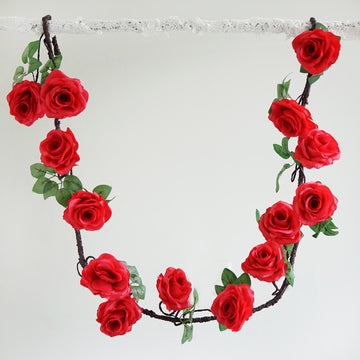 Add Elegance with Red Artificial Silk Rose Hanging Flower Garland