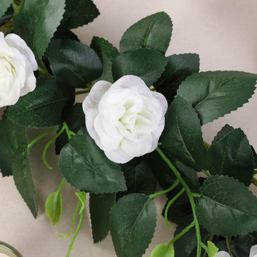 Create Unforgettable Moments with Cream Artificial Silk Roses Flower Garland