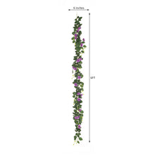 6 Feet Hanging Vines Artificial Silk Roses 20 Purple Flower Garland 