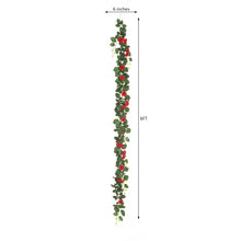 6 Feet Hanging Vines Artificial Silk Roses 20 Red Flower Garland 