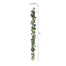 6 Feet Hanging Vines Artificial Silk Roses 20 Royal Blue Flower Garland 