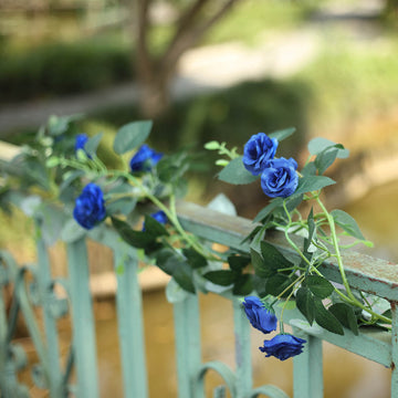 Elevate Your Event Decor with Royal Blue Artificial Silk Roses Flower Garland