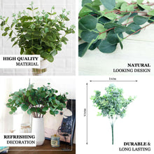3 Bushes of 14 Inch Artificial Eucalyptus Branches Plant Bushes