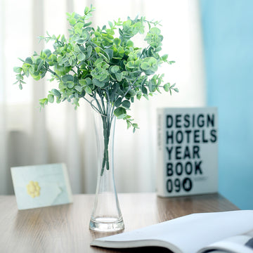 Vibrant and Refreshing: 3 Bushes Artificial Eucalyptus Branches in Light Green