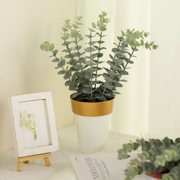 Versatile and Realistic Faux Frosted Green Eucalyptus Plants